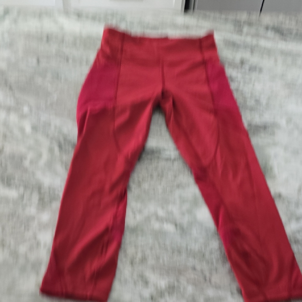Lululemon Athletica Red Leggings Smooth Athletic Fabric